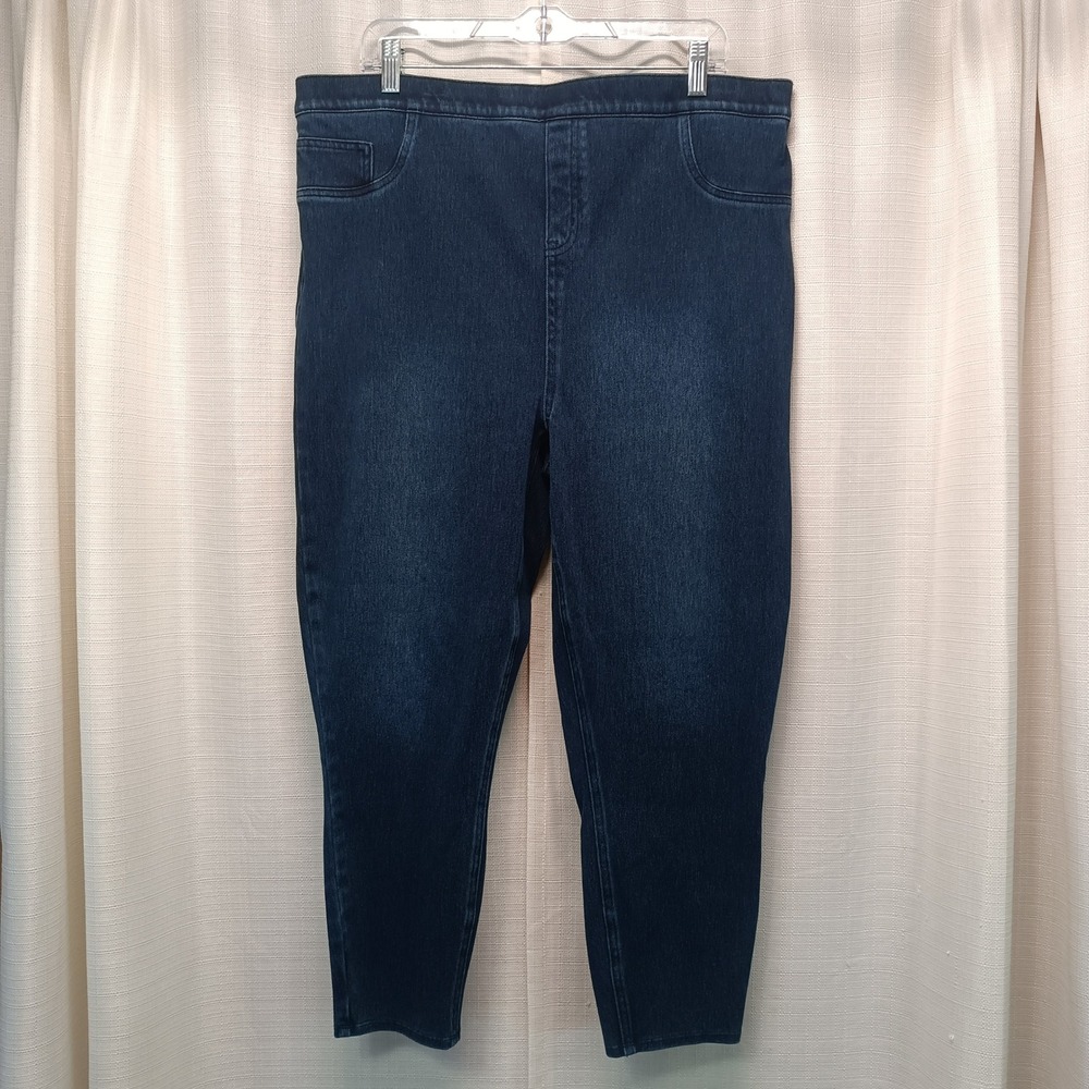 Spanx Jean-ish High Rise Ankle Leggings Dark Wash Denim 3X Petite Casual Stretch